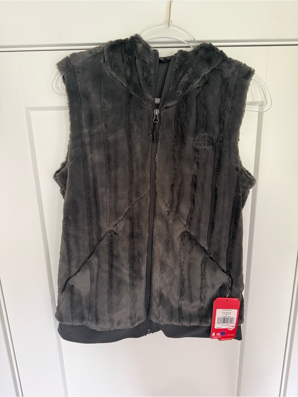 The North Face Women's Furlander Faux-Fur Hooded Vest - Asphalt Gray